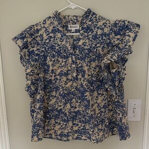 Emerci Blue and Cream Floral Blouse